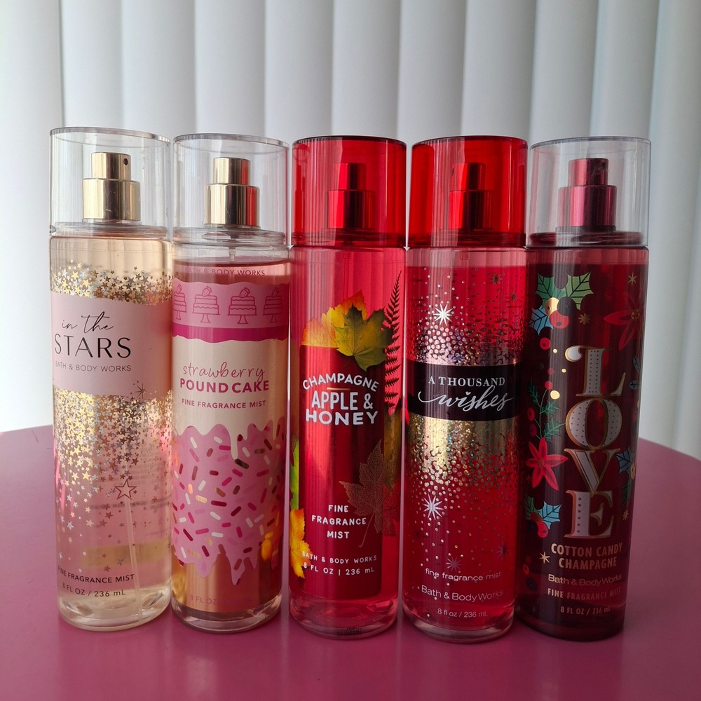 Bath & Body Works Fine Fragrance Mist Lot of 5 Cotton Candy Champagne Apple Cake